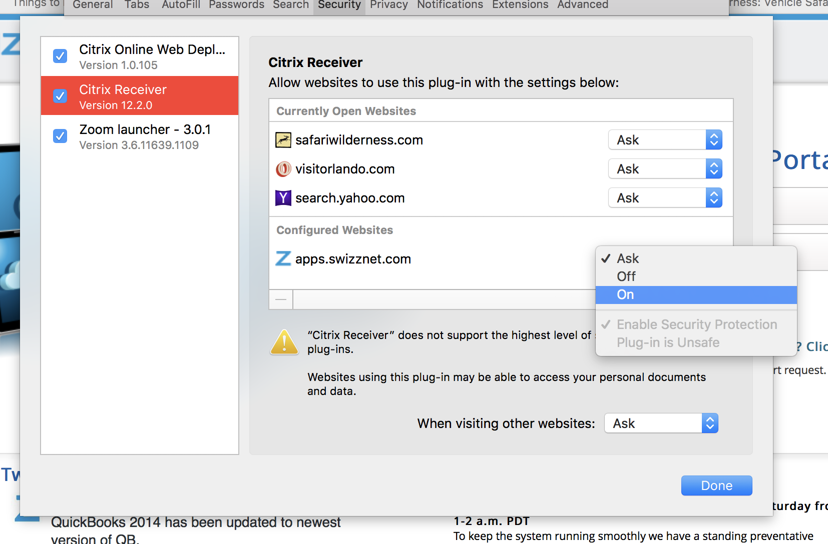 enable citrix plugin in safari